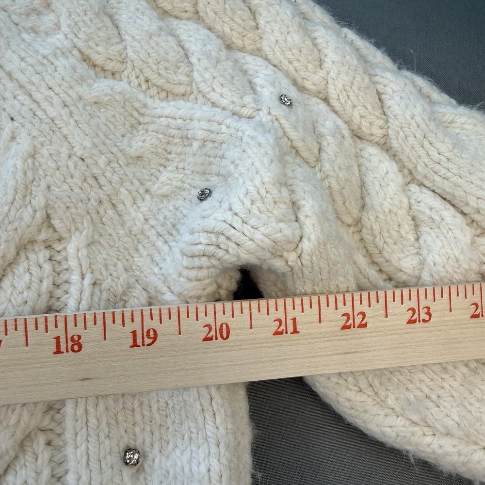ZARA Sweater Cable Knit With Rhinestones Crew Neck Medium - Picture 7 of 10